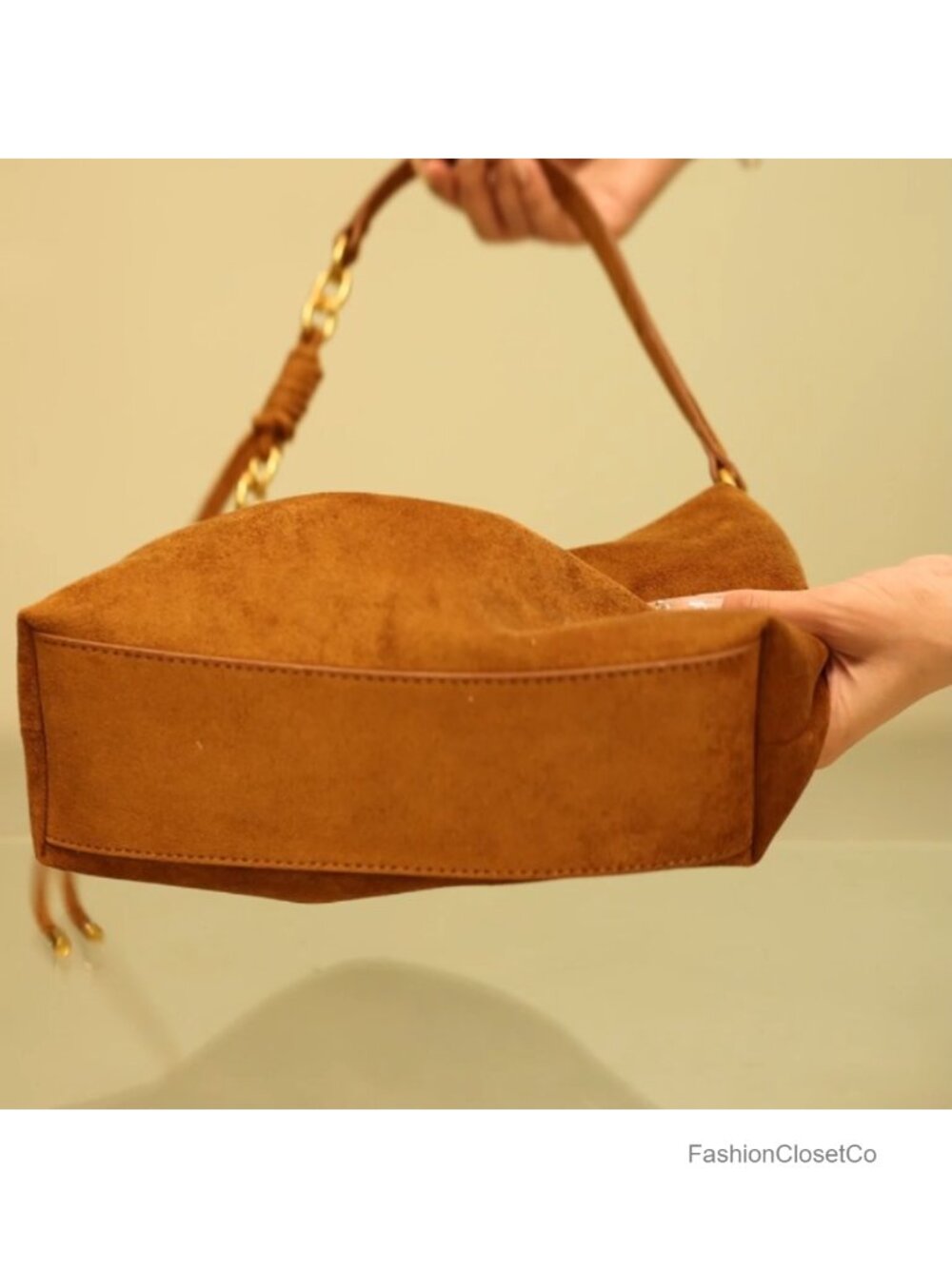 Faux Suede Hobo Crossbody Shoulder Bag with Adjustable Strap - Picture 6 of 6
